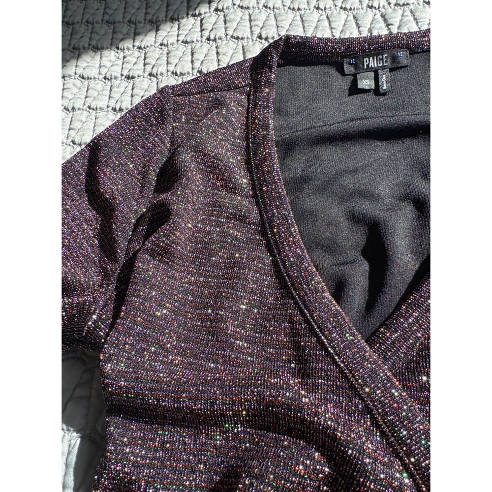 PAIGE Lucielle Longsleeve Stretchy Lurex Metallic Wrap Size XS - Picture 5 of 8